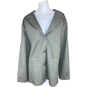 Joan Rivers Signature Twill Chore Jacket with Buttons Dusty Olive 1X NWOT